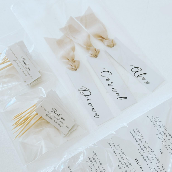 Wedding Place Tags with Soft Fabric Ribbon